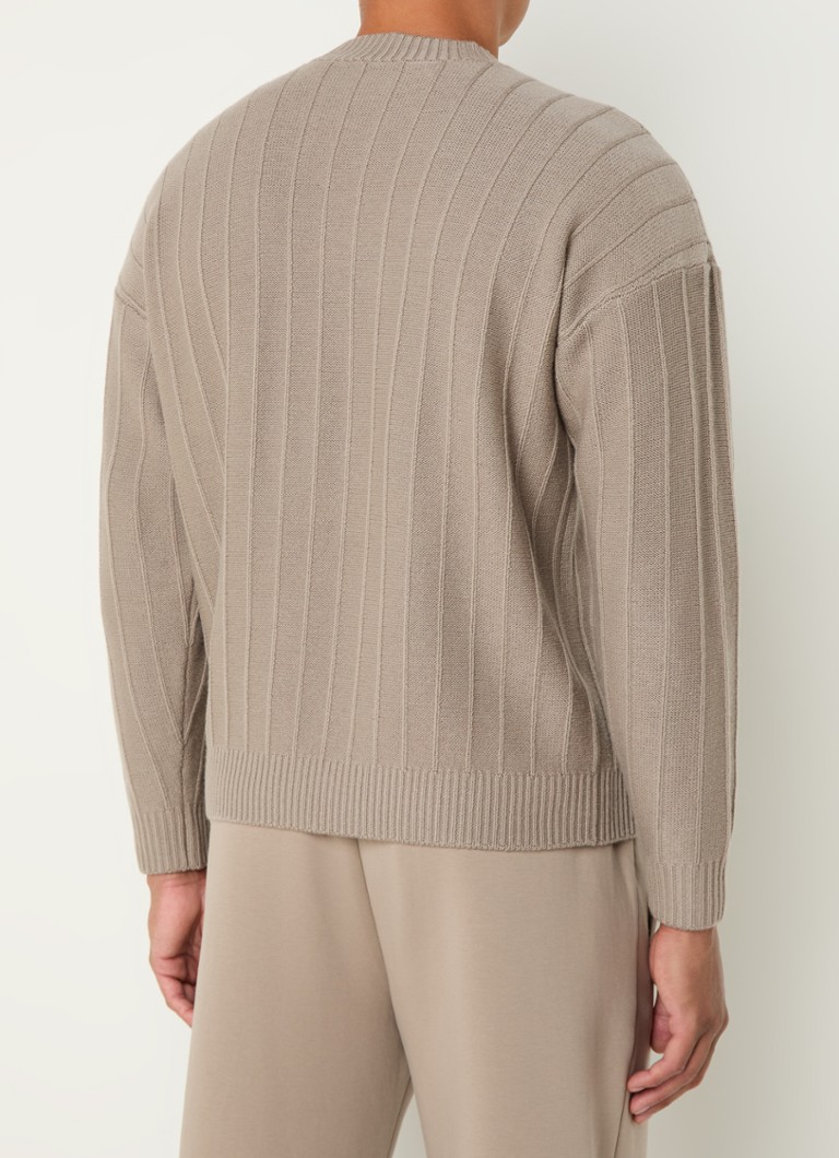 Emporio Armani Fine-knit virgin wool pullover with texture and chest pocket