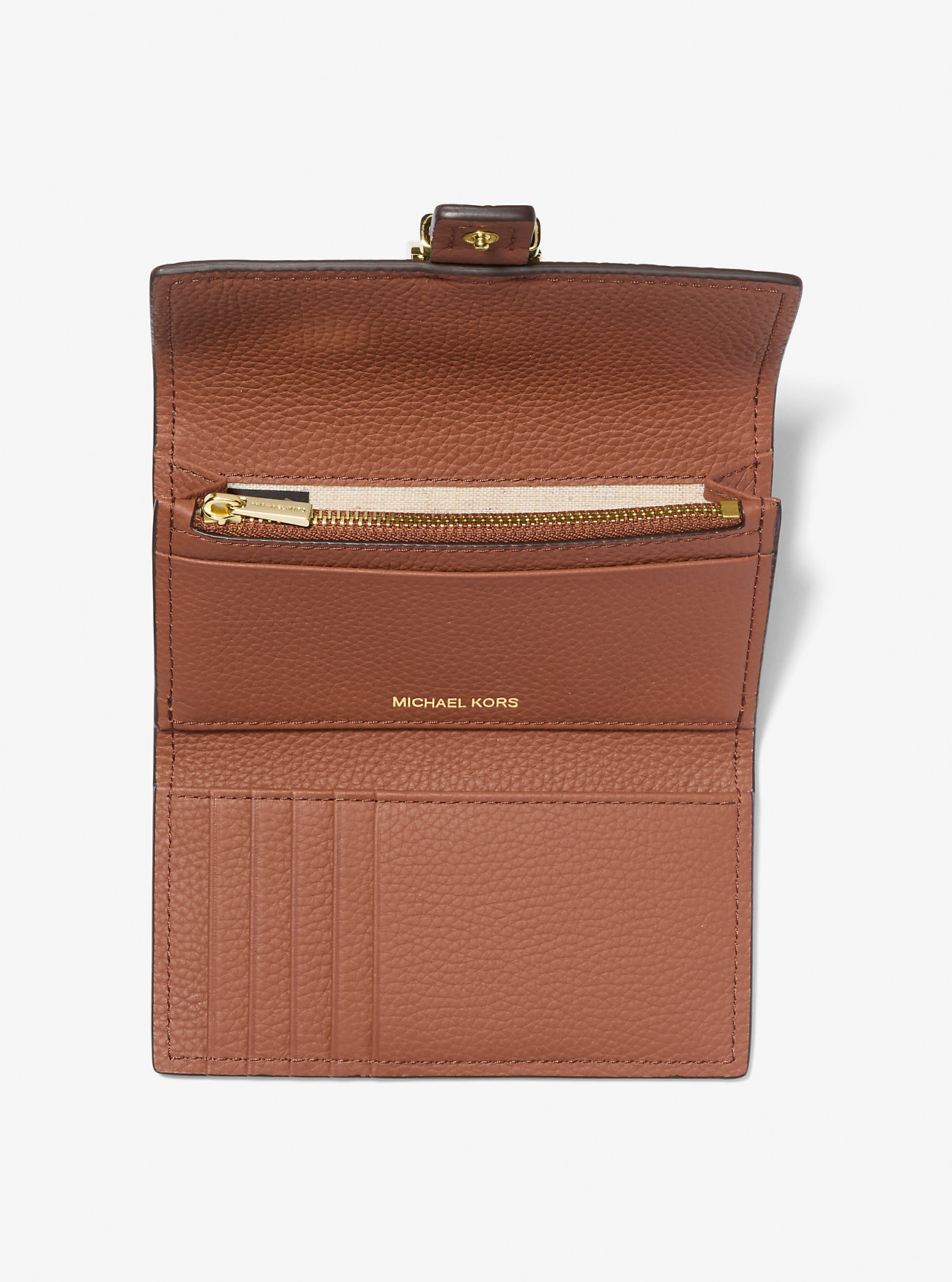 Nolita Medium Pebbled Leather Tri-Fold Wallet - LUGGAGE