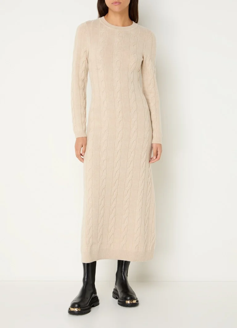Abito lungo Sandro in maglia a trecce e misto cashmere