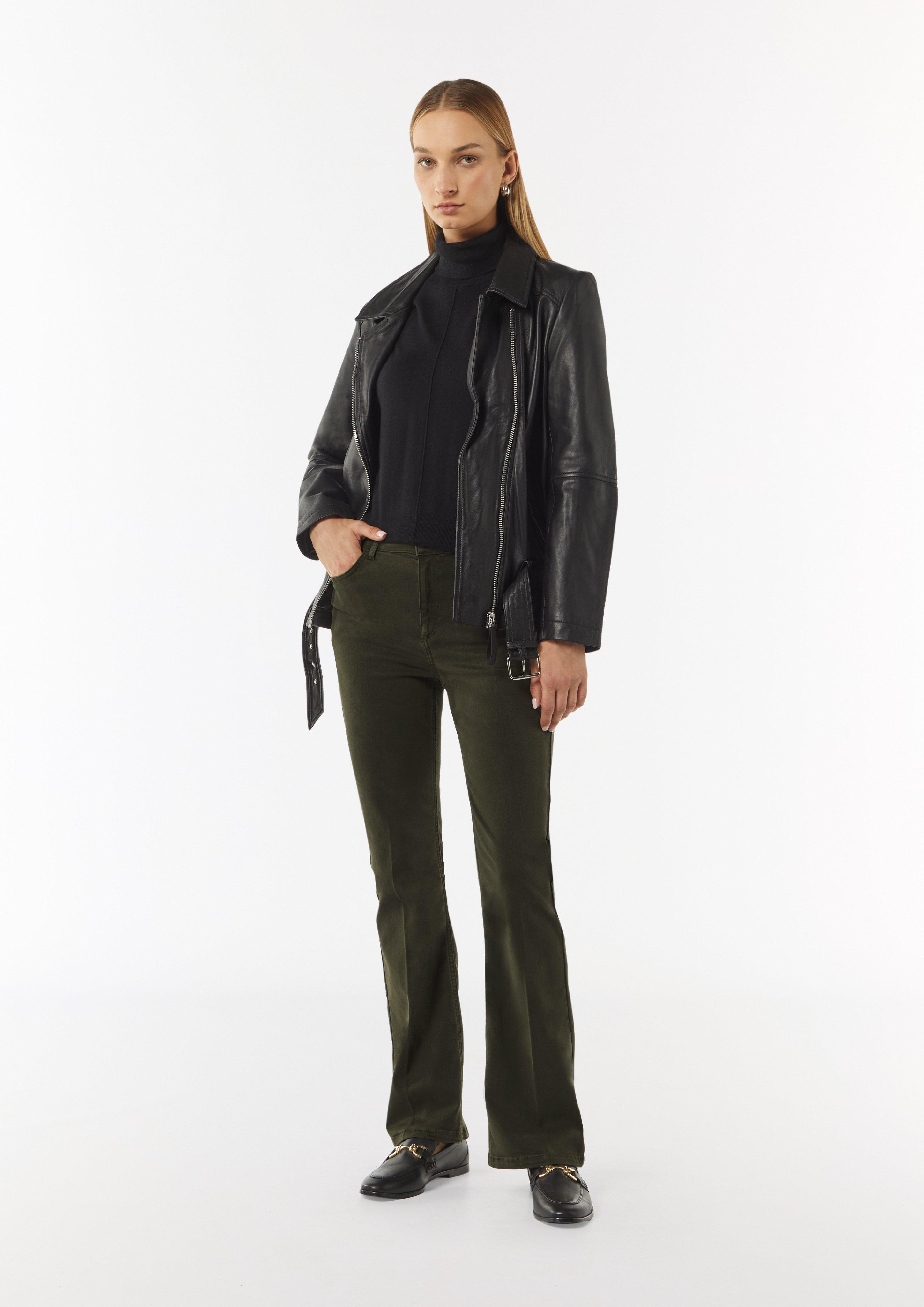 Hose mit Flared Leg - olivgrün