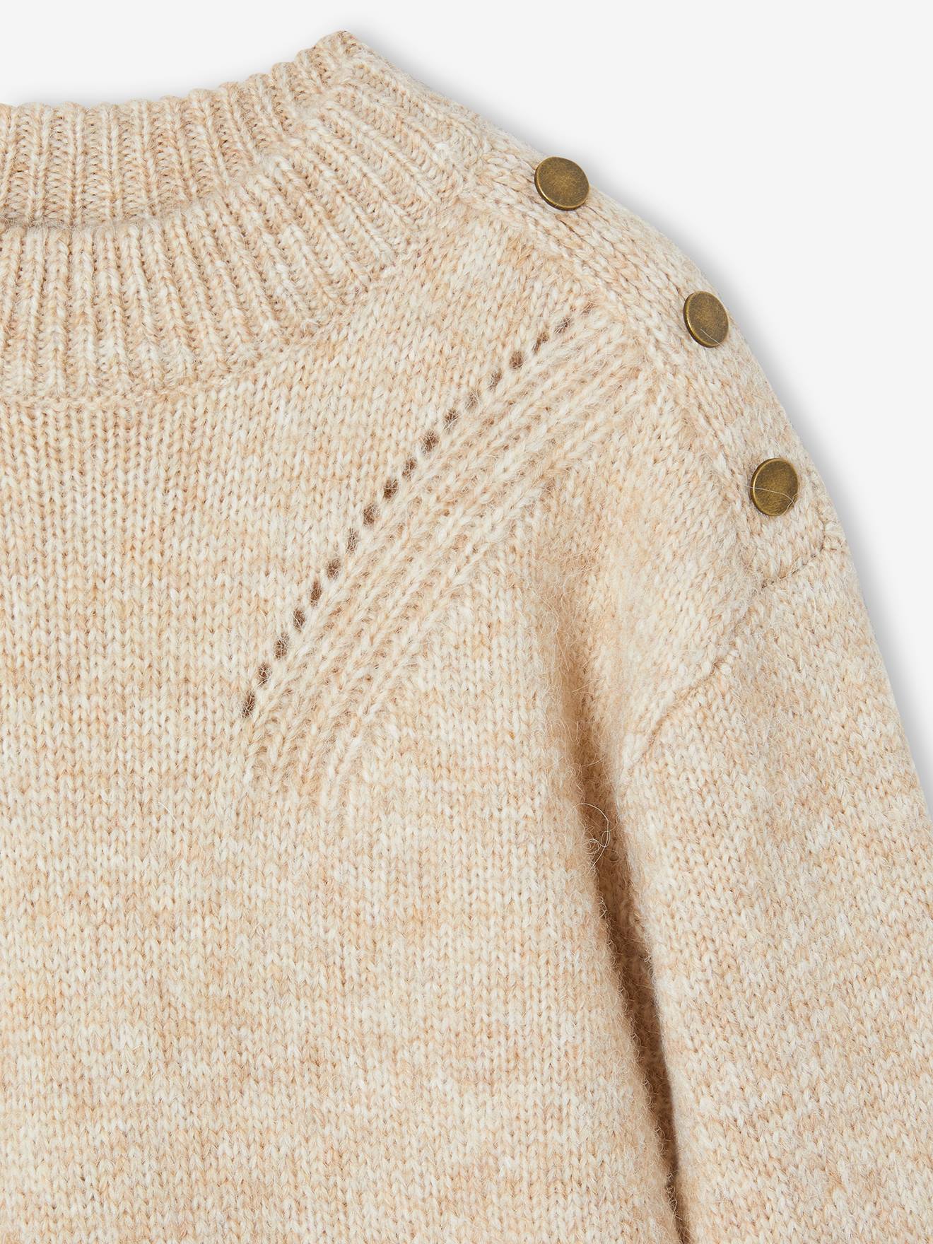 Robe en tricot fille beige chiné