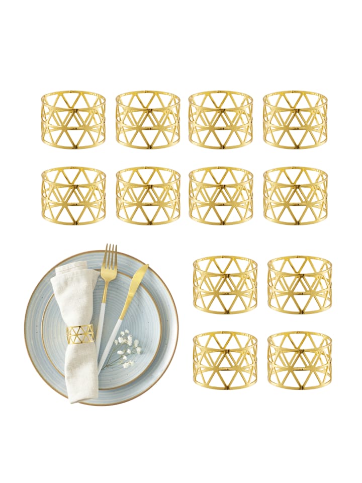 relaxdays 12 x Serviettenringe in Gold günstig kaufen onesize