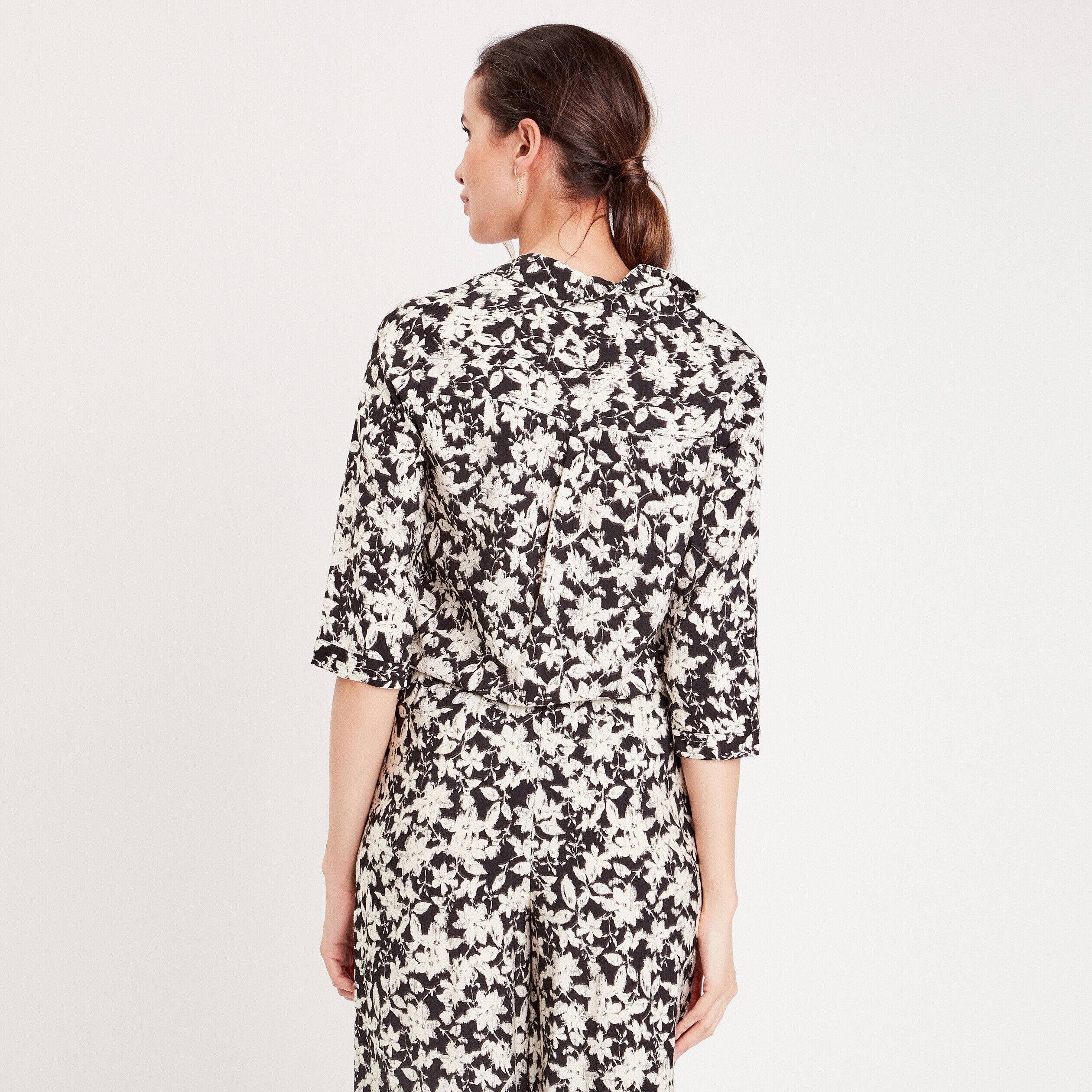 Blouse manches 3/4 noir femme | Cache Cache