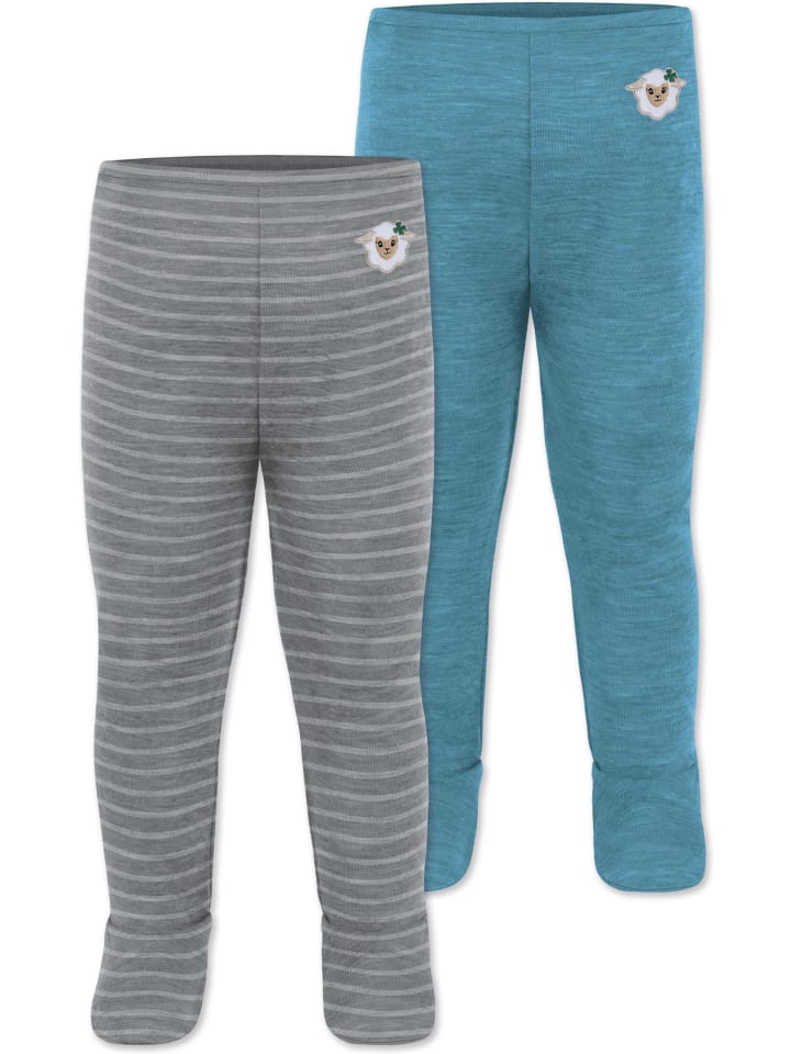 Normani Outdoor Sports 2er Pack Baby Merino Unterhose mit Füßen in Blau/Grau günstig kaufen