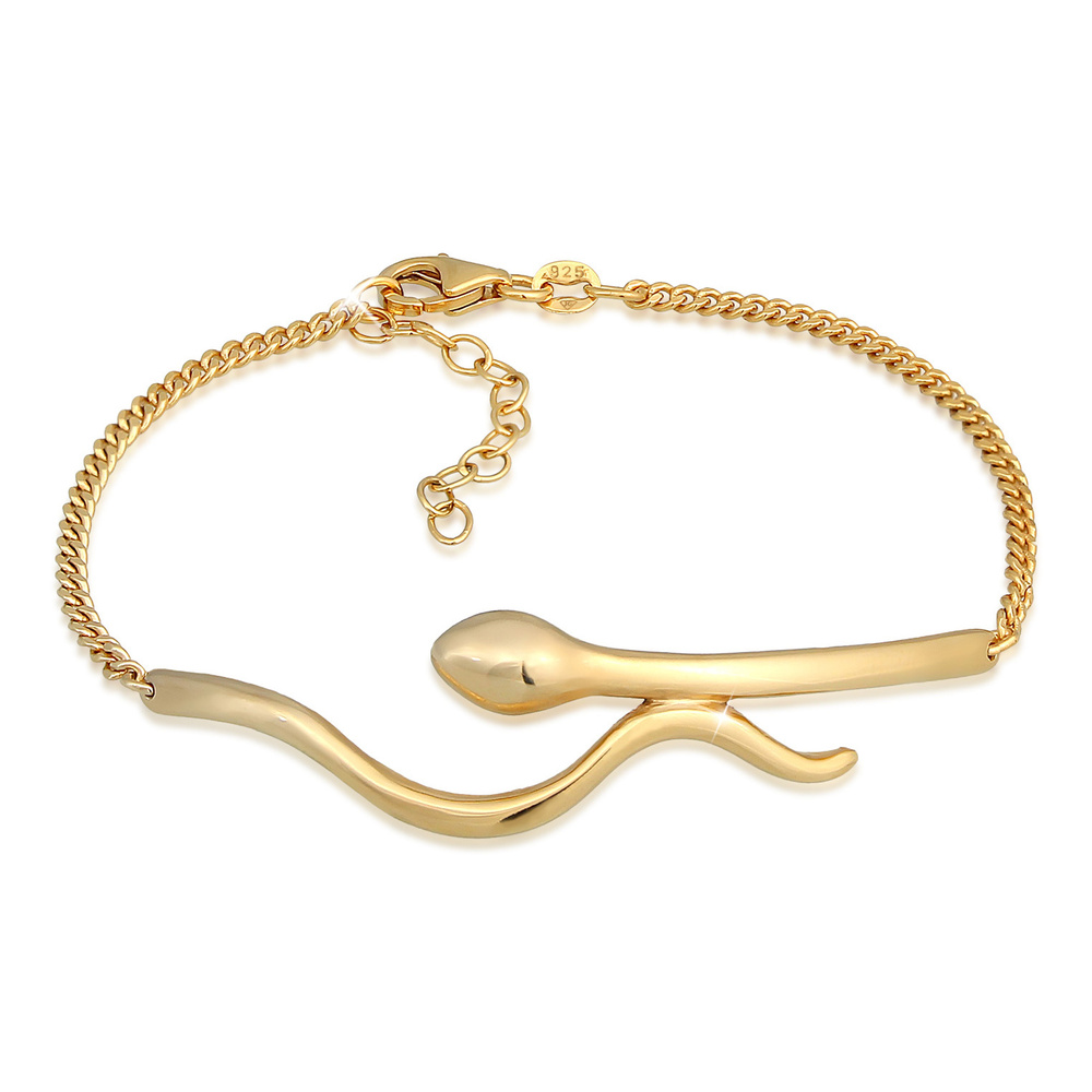 Elli Elli Bracelet Femmes Snake Curb Chain Boho Trend Ajustable en Argent Sterling 925 Bracelet
