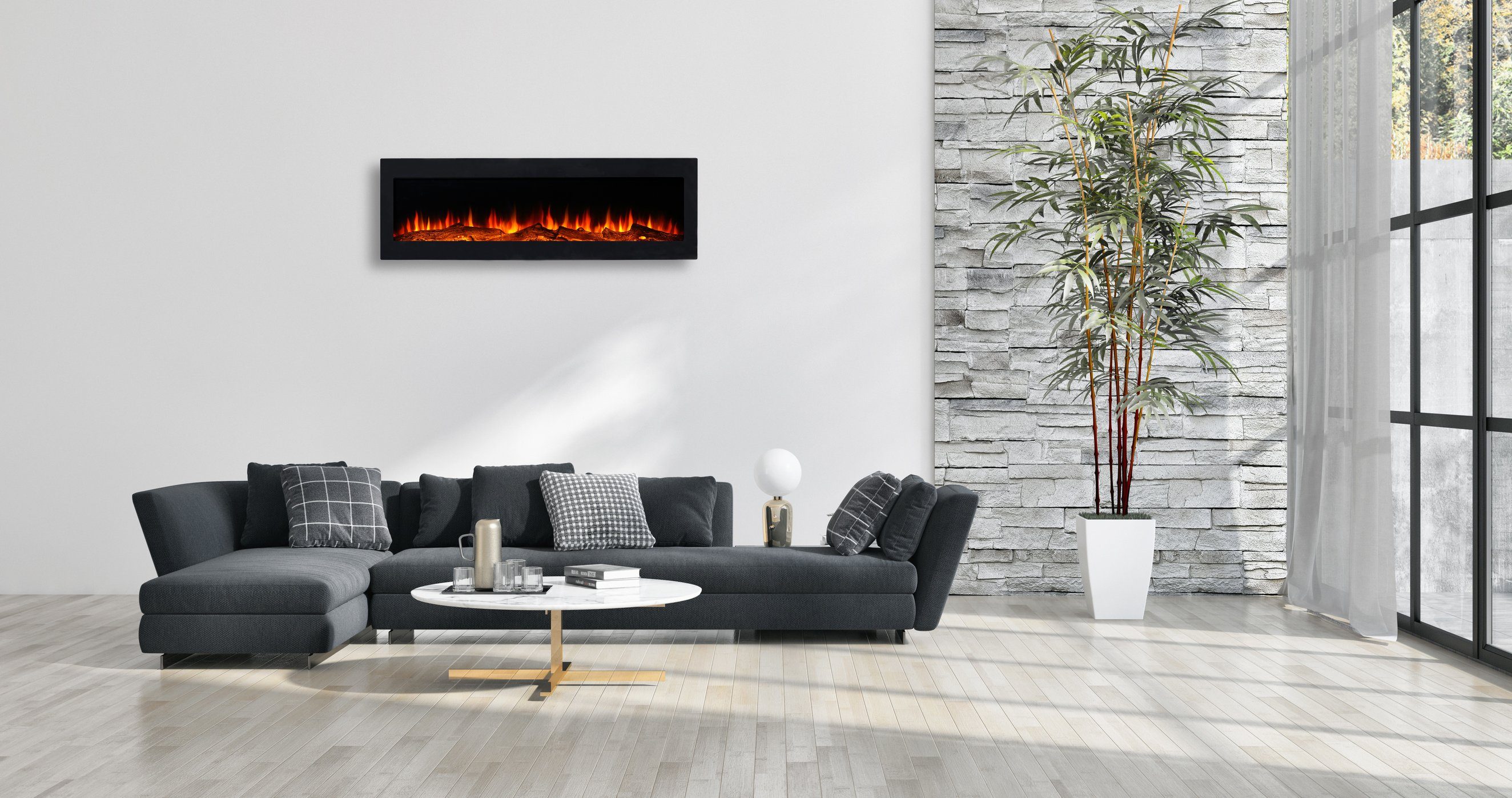 El Fuego Elektrokamin Elektrokamin Lausanne Wandkamin Kaminofen, 3D Flammeneffekt