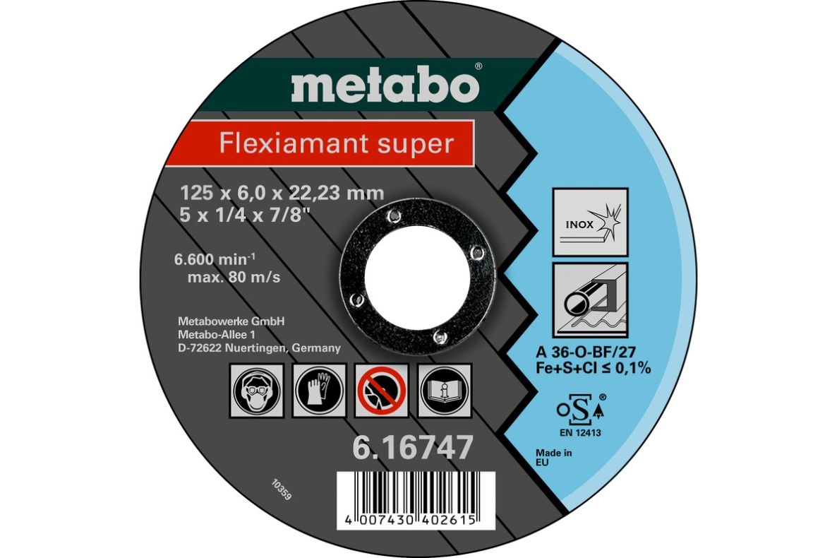 Metabo pribor 616747000 Disk za skidanje neravnina Ø 125x6,0x22,2 Nehrđajući čelik Flexiamant super