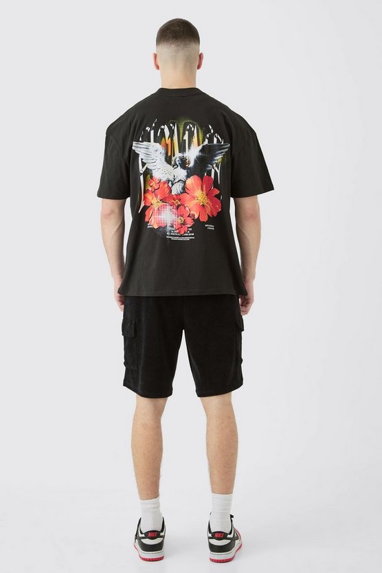 Tall Velour Cargo-Shorts mit elastischem Bund