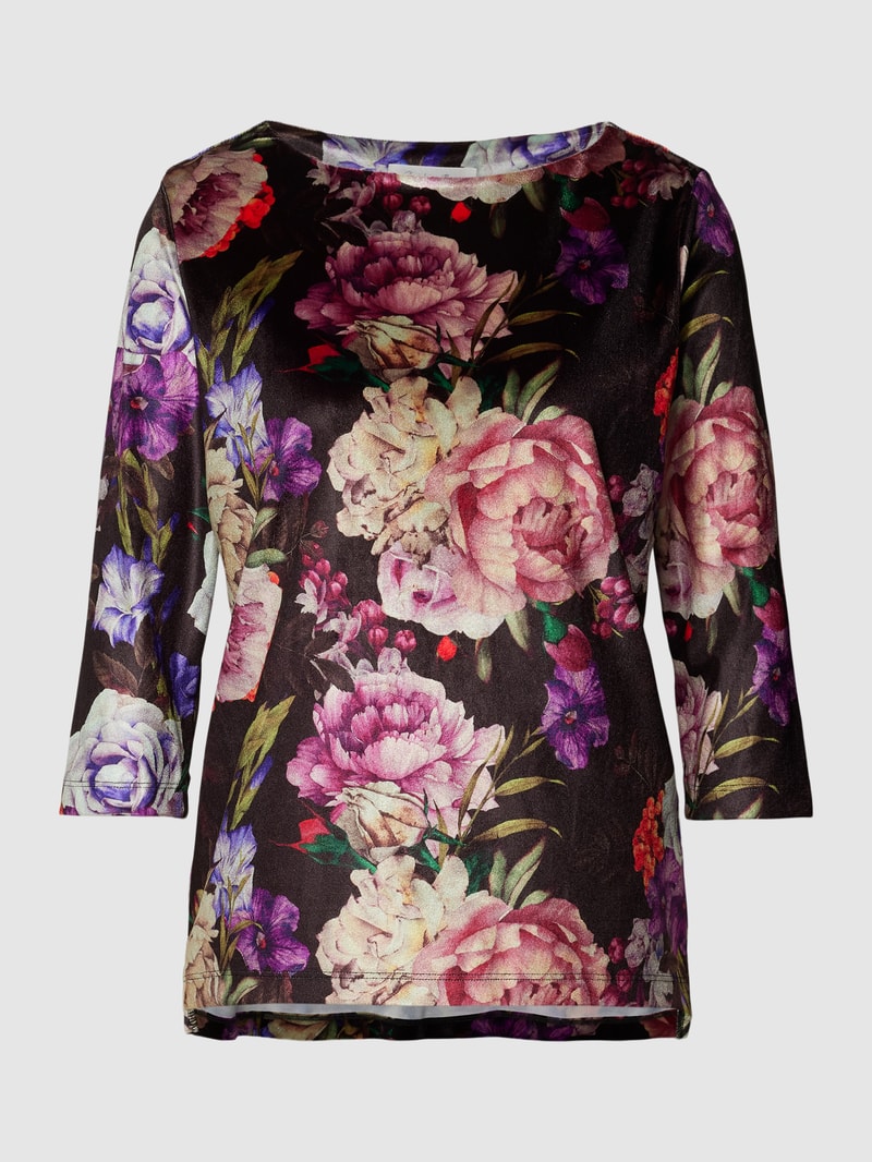 Sweatshirt mit floralem Muster in schwarz