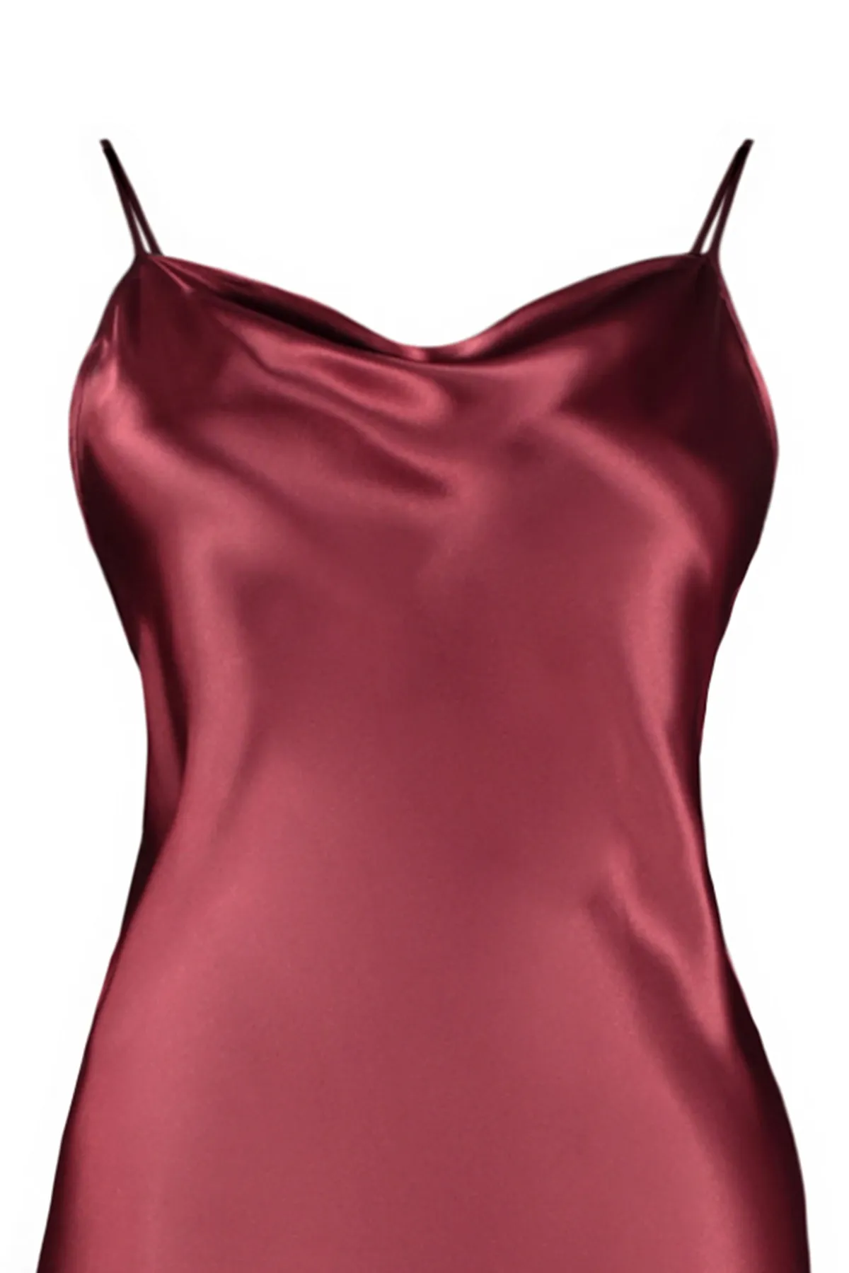 Trendyol Curve  Burgunderrotes, detailliertes Nachthemd aus Satin mit gewebter Rückseite TBBSS22GC00001