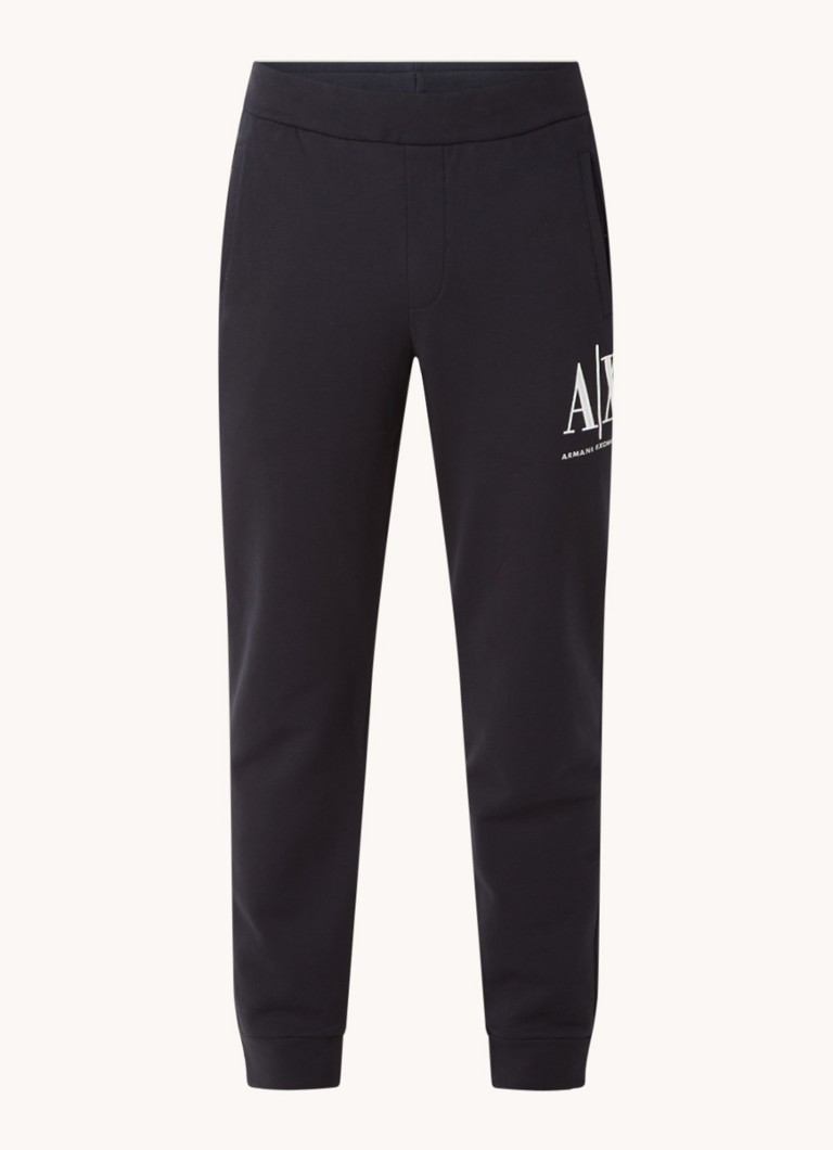 Armani Exchange Slim fit rövidített melegítőnadrág logós hímzéssel