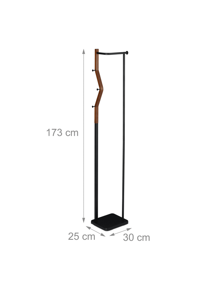 relaxdays Garderobenständer in Schwarz/Braun- (B)30 x (H)173 x (T)25 cm günstig kaufen onesize