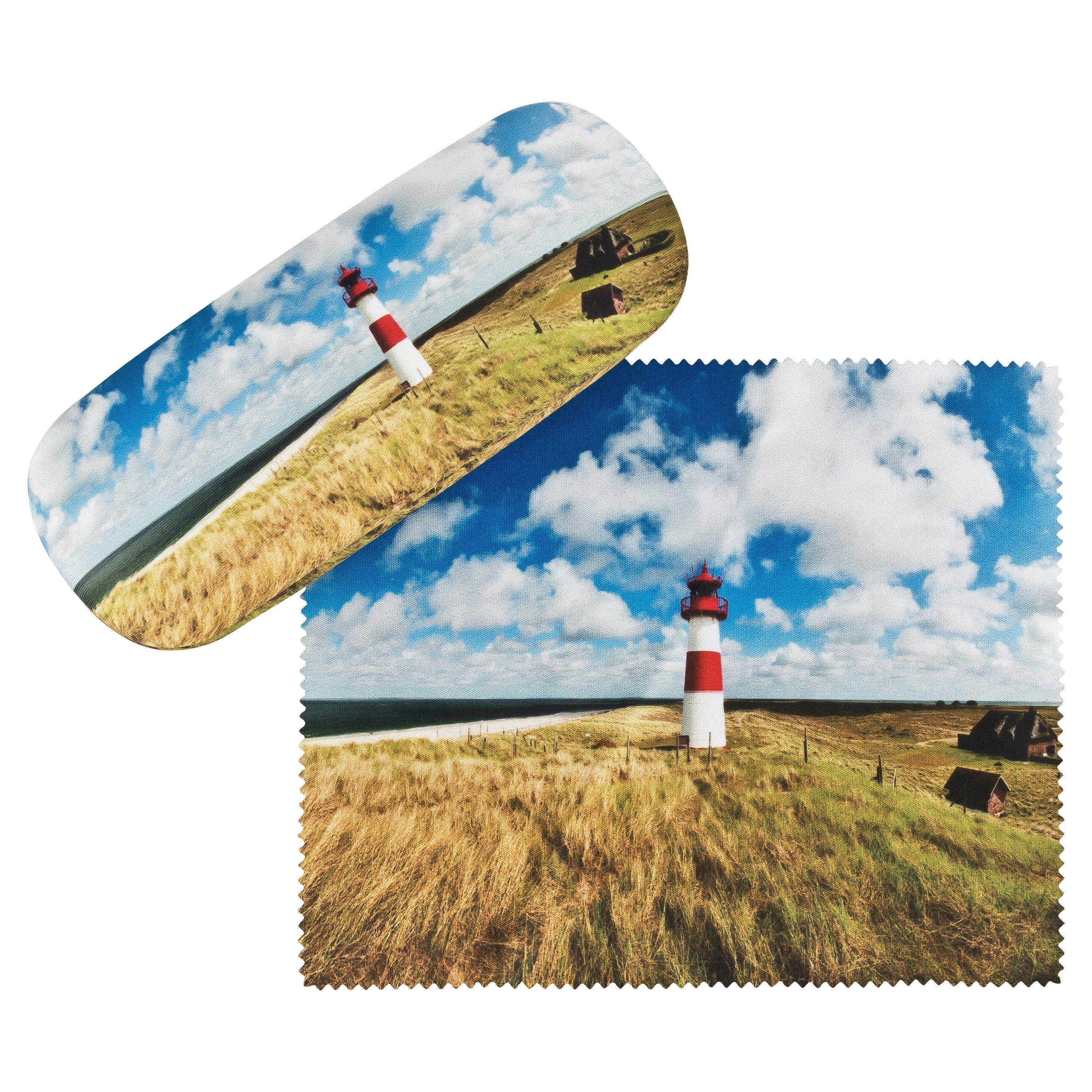 von Lilienfeld Brillenetui Brillenetui Leuchtturm auf Sylt Meer Motiv Etui Brillenbox, stabiles mit Mikrofaser bezogenes Hardcase