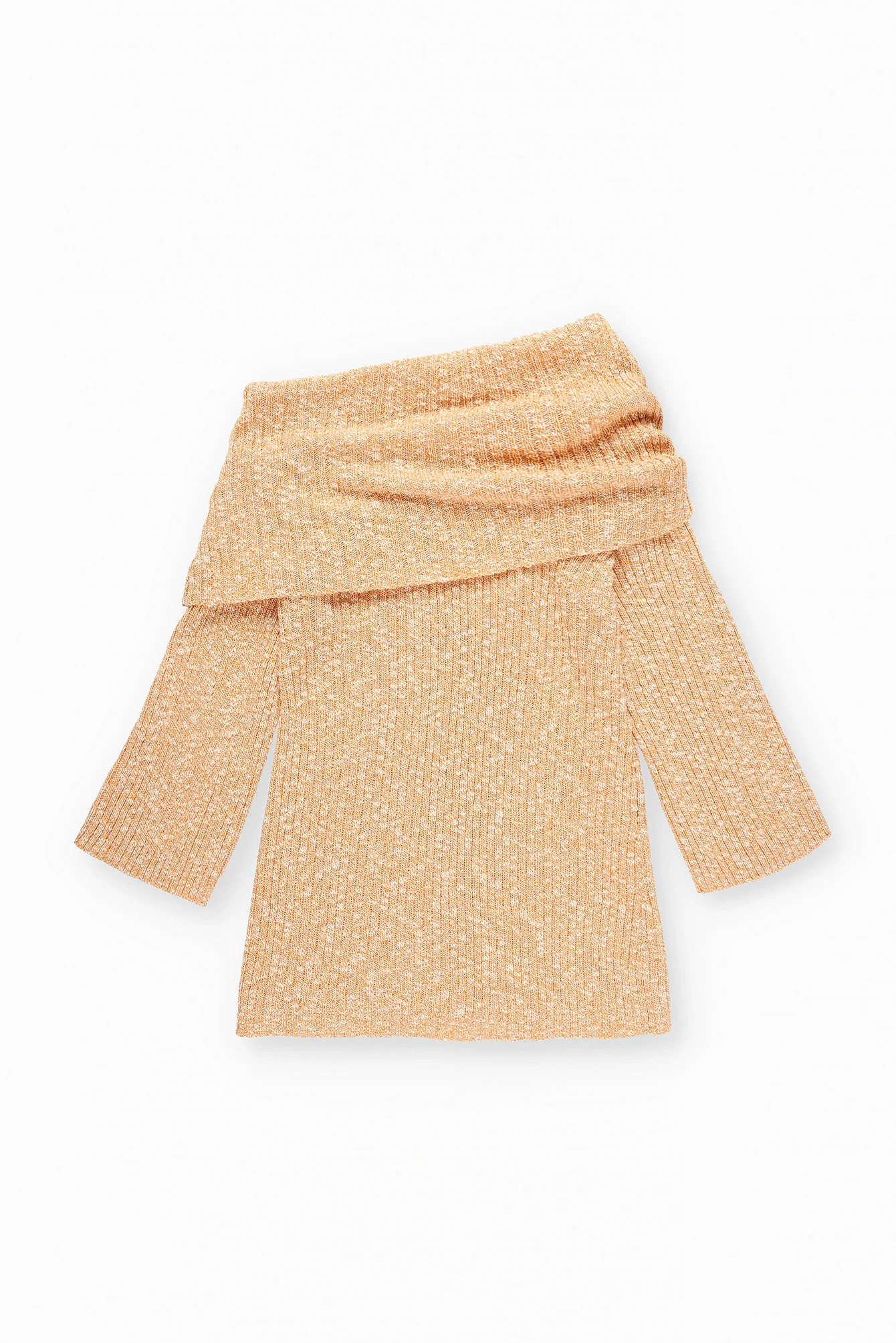 Langer Strickpullover mit großem Kragen