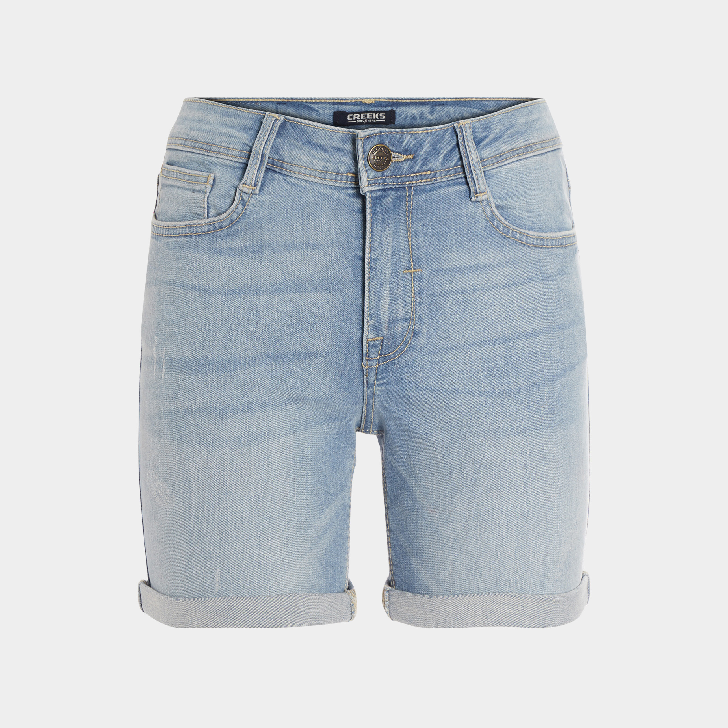 Short slim en jean délavé denim triple stone femme | La Halle