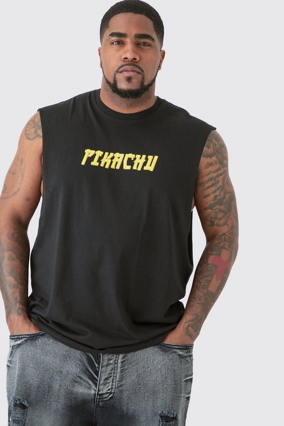 Plus schwarzes Tanktop mit lizenziertem Pikachu-Print
