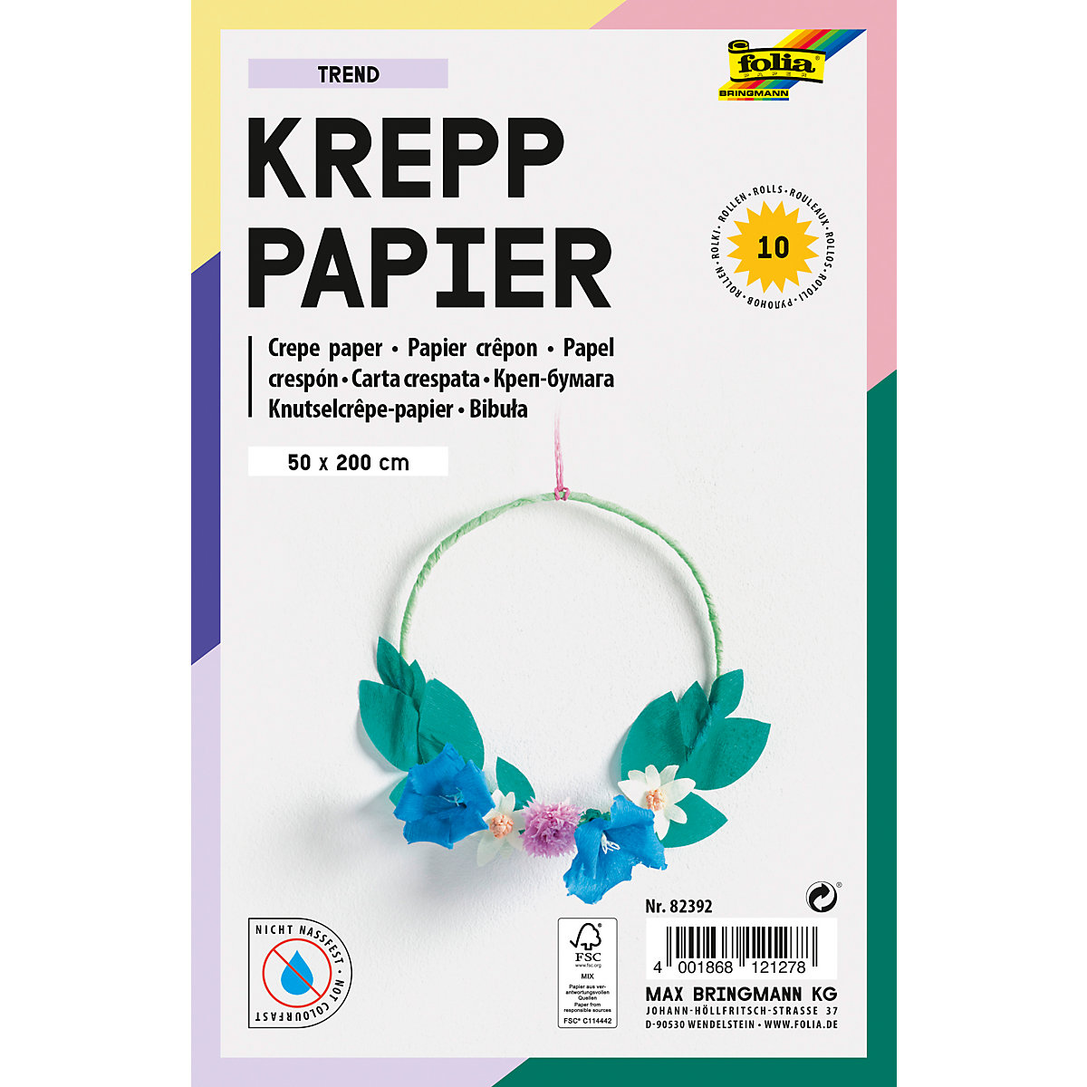 Krepppapier-Rollen TREND, 50x200cm, 10 Rollen