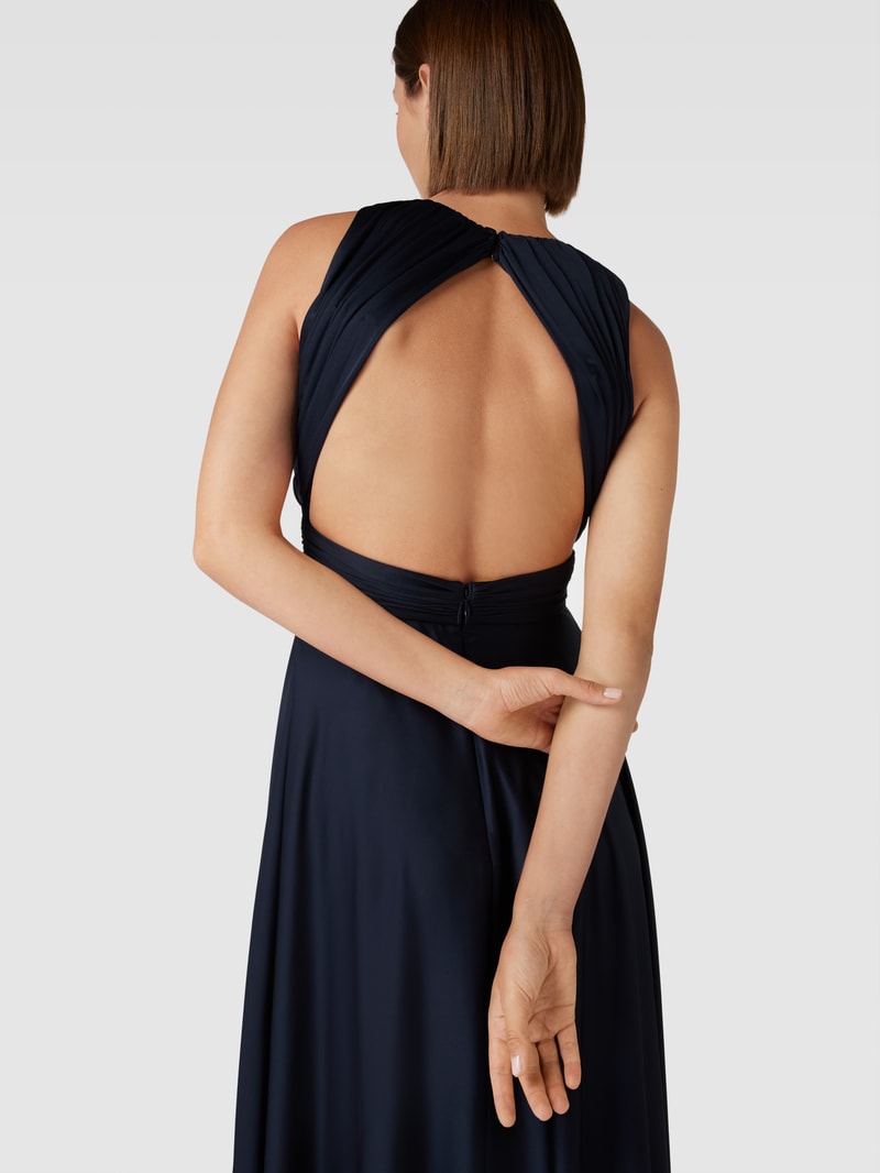 Abendkleid mit Raffungen in marineblau meliert