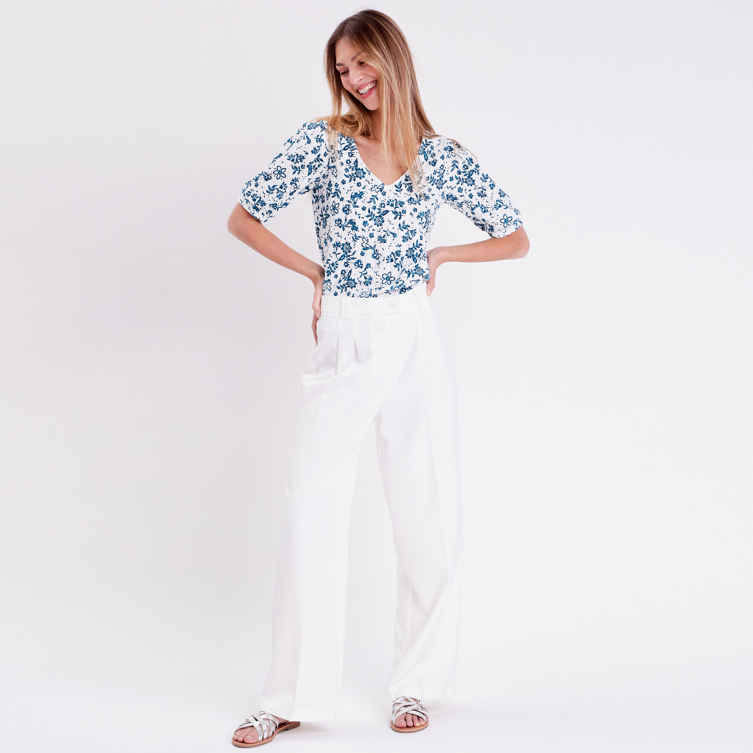 T-shirt à manches courtes blanc femme | Cache Cache