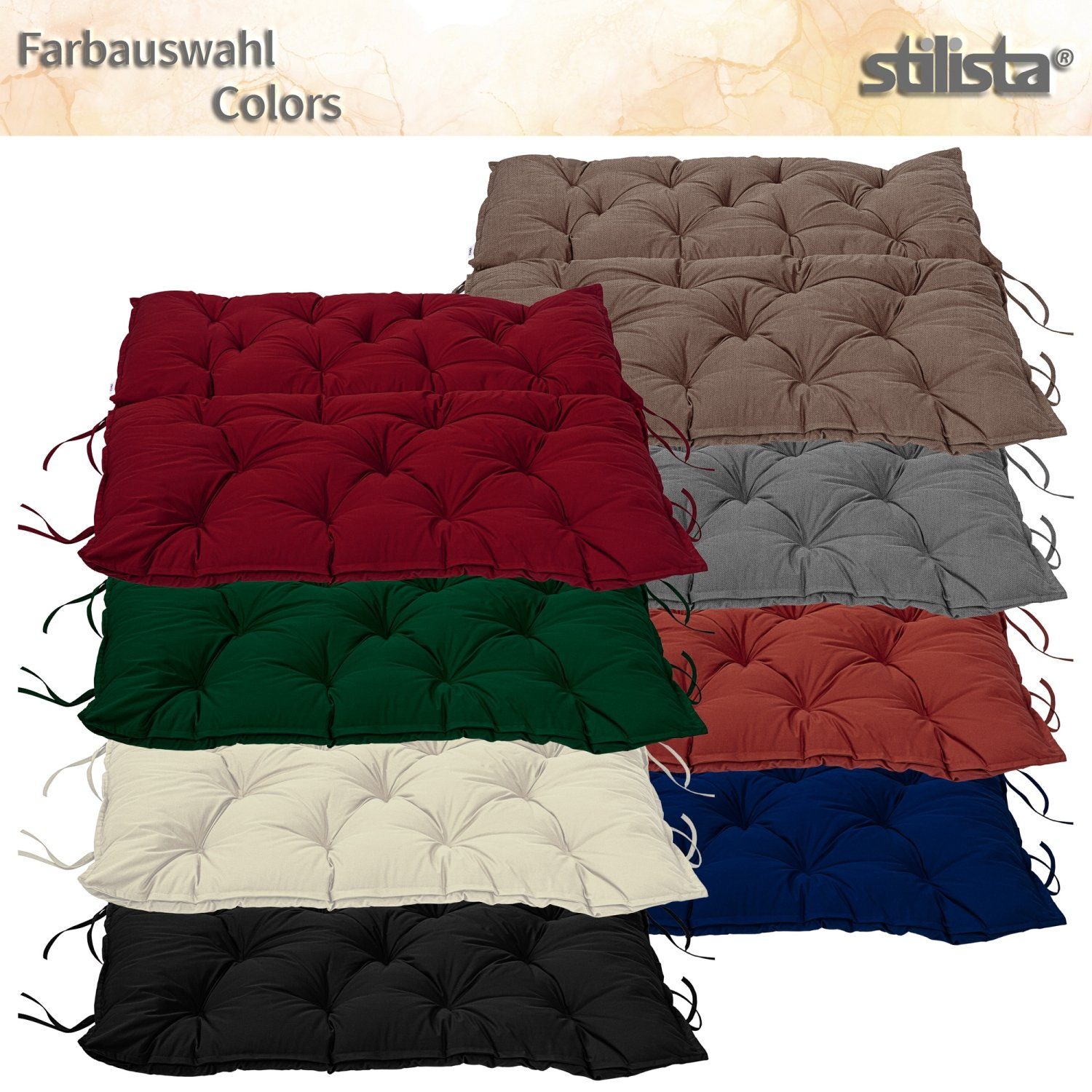 STILISTA Bankauflage Sitzauflage Bankkissen Polsterauflage Sitzkissen, 100 x 98 x 8 cm, Indoor und Outdoor, Farbauswahl