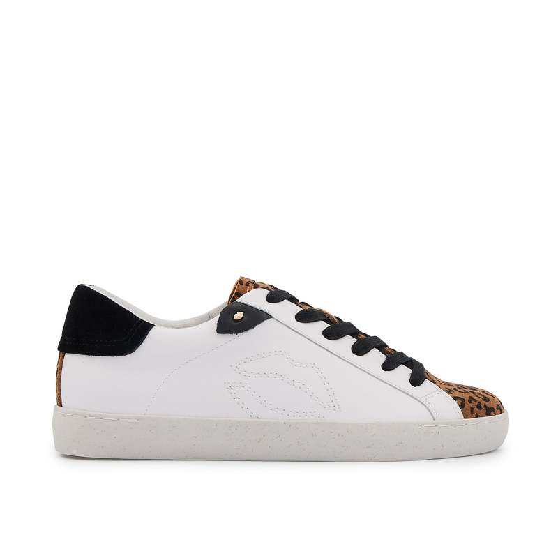 Baskets en cuir Colette blanc léopard