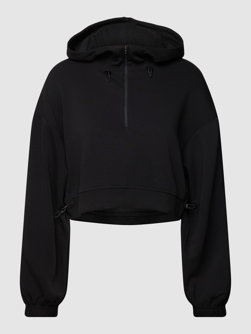 Cropped Hoodie mit kurzem Reißverschluss Modell 'Stance' in schwarz
