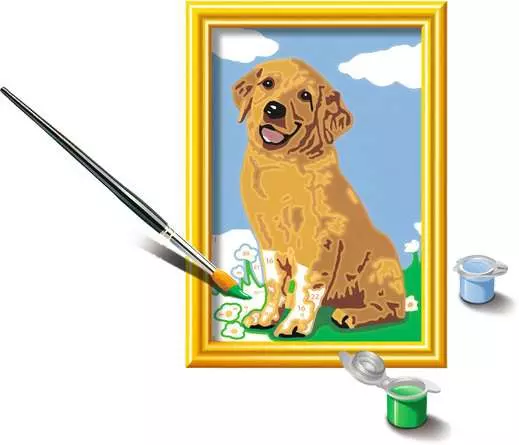 CreArt Kleiner Golden Retriever - Malen nach Zahlen für Kinder ab 7 Jahren