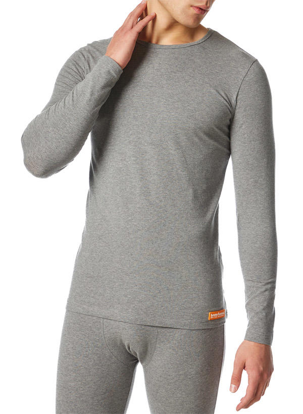 bruno banani, Longsleeve, Baumwoll-Stretch, grau meliert