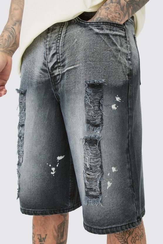 Tall gerade Jorts mit Acid-Waschung und Farbverlauf