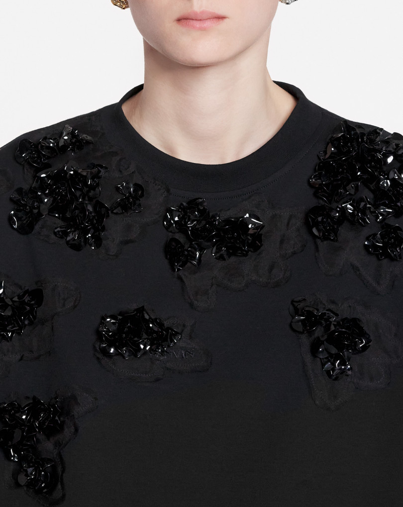 TEE-SHIRT OVERSIZE À BRODERIES FLEURS