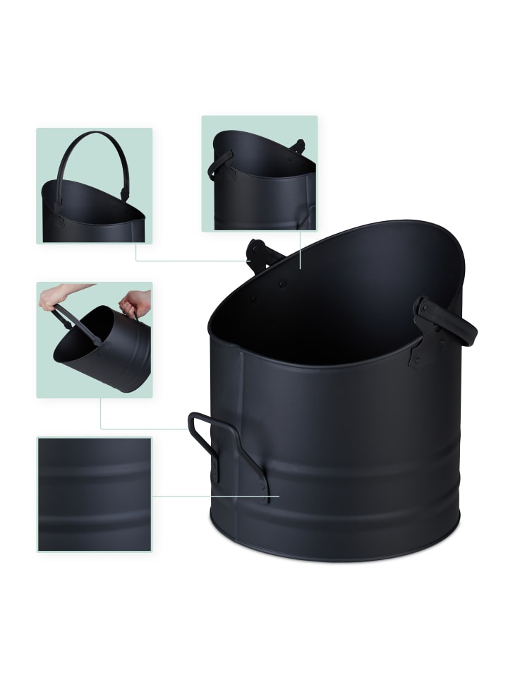 relaxdays Ascheeimer in Schwarz - 9,5 L günstig kaufen onesize