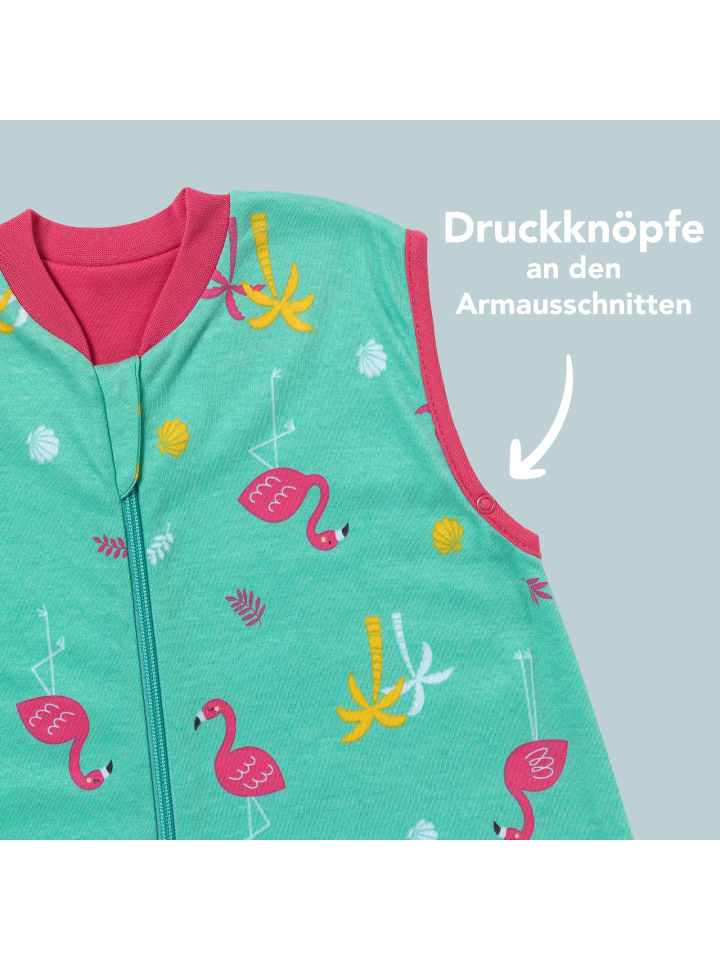 Schlummersack Bio Schlafsack mit Füßen und umklappbaren Bündchen 1.0 TOG in Pink günstig kaufen