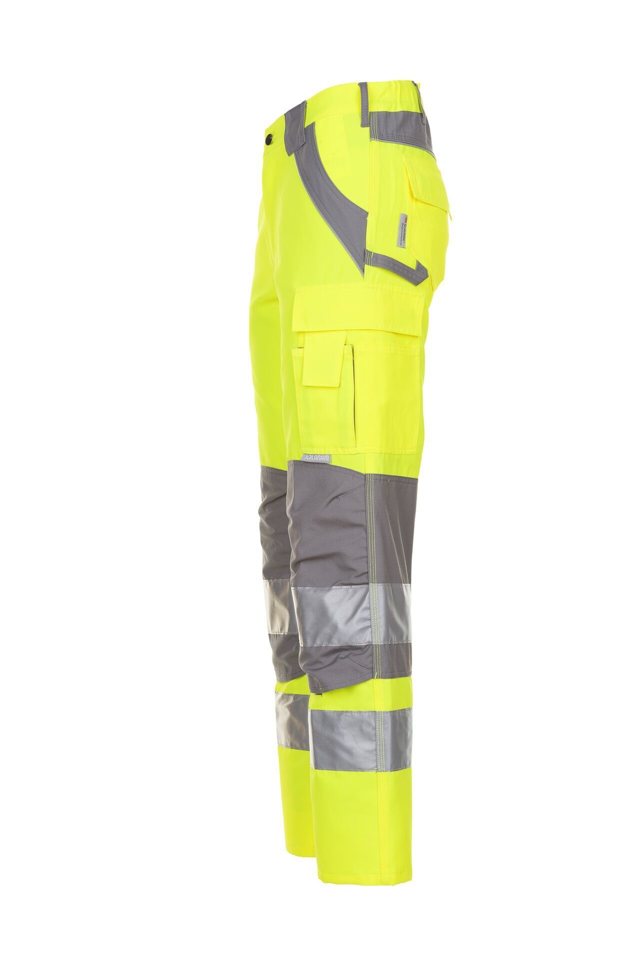 Planam Arbeitshose Bundhose Plaline Warnschutz gelb/zink Größe 48 (1-tlg)