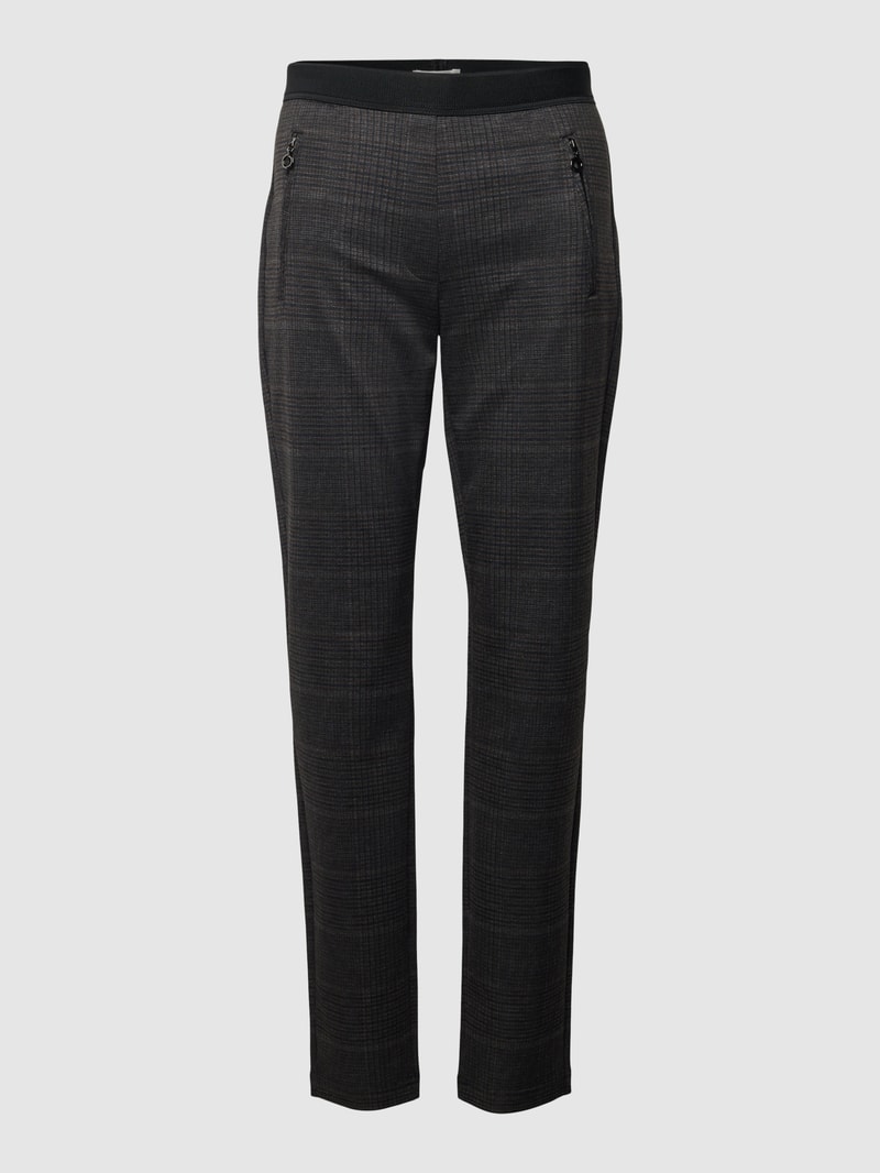 Skinny Fit Stoffhose mit Glencheck-Muster in dunkelbraun