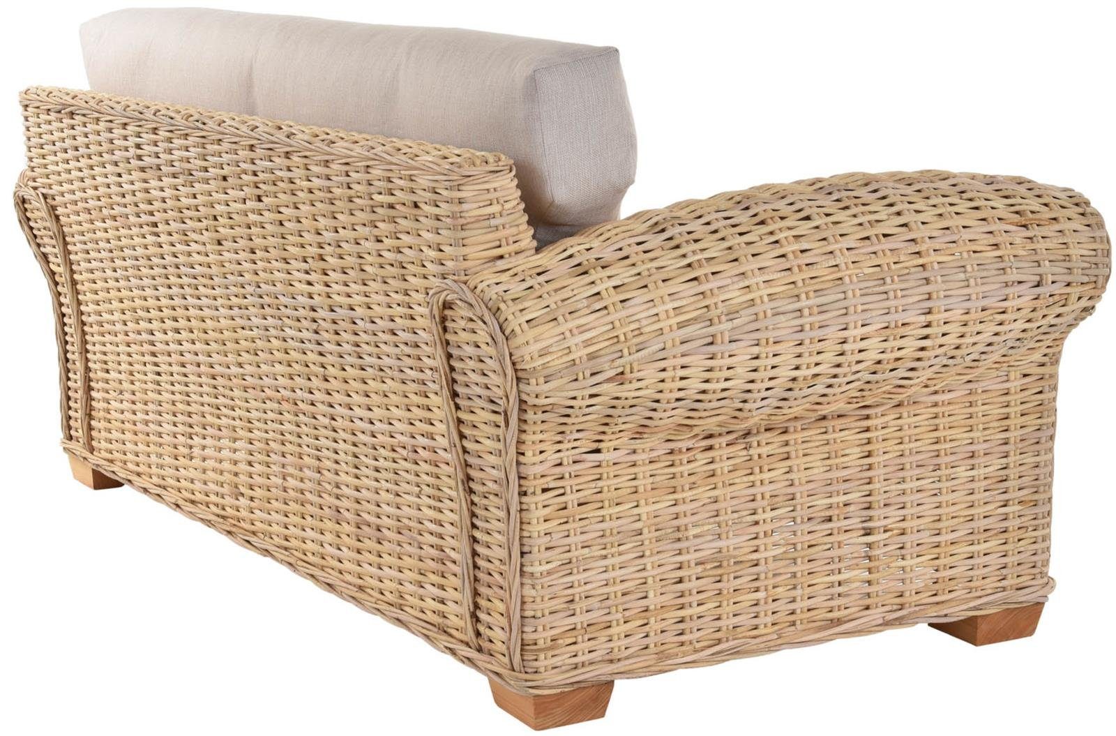 Krines Home Loungesofa Rattansofa Lounge Liegesofa Wohnzimmer Couch Rattan Sofa mit Polster