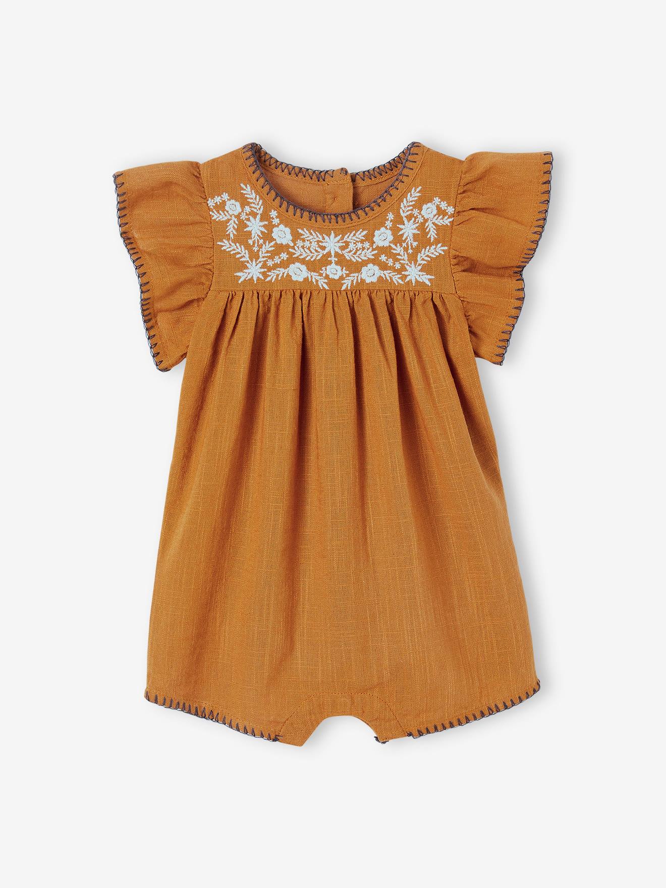 Vertbaudet Mädchen Baby Kurzoverall - karamell