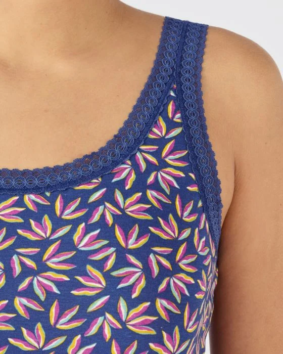 Débardeur Essential en coton extensible, orné de dentelle