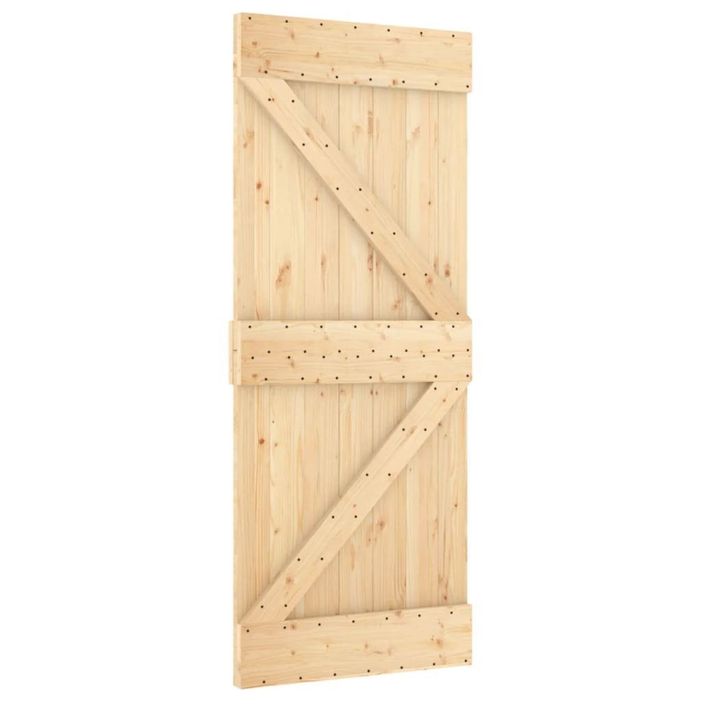 vidaXL Zimmertür Schiebetür mit Beschlag 85x210 cm Massivholz Kiefer Zimmertür Innentür