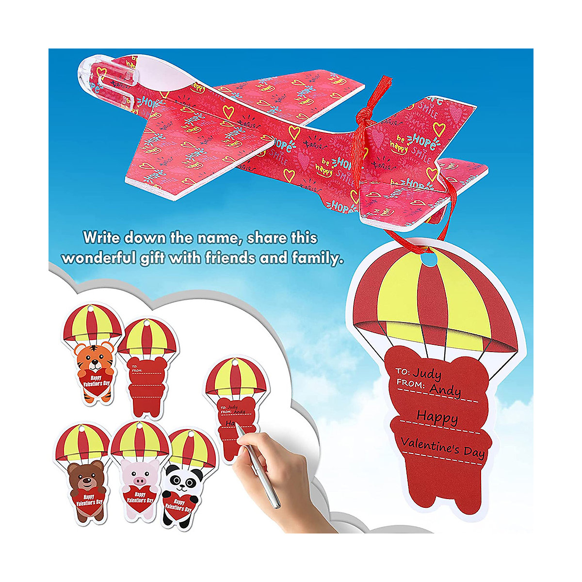 Flugzeug Spielzeug mit Geburtstagskarte Valentinstag Geschenk Kinder Geburtstag Party Favor Grußkarten für Kinder