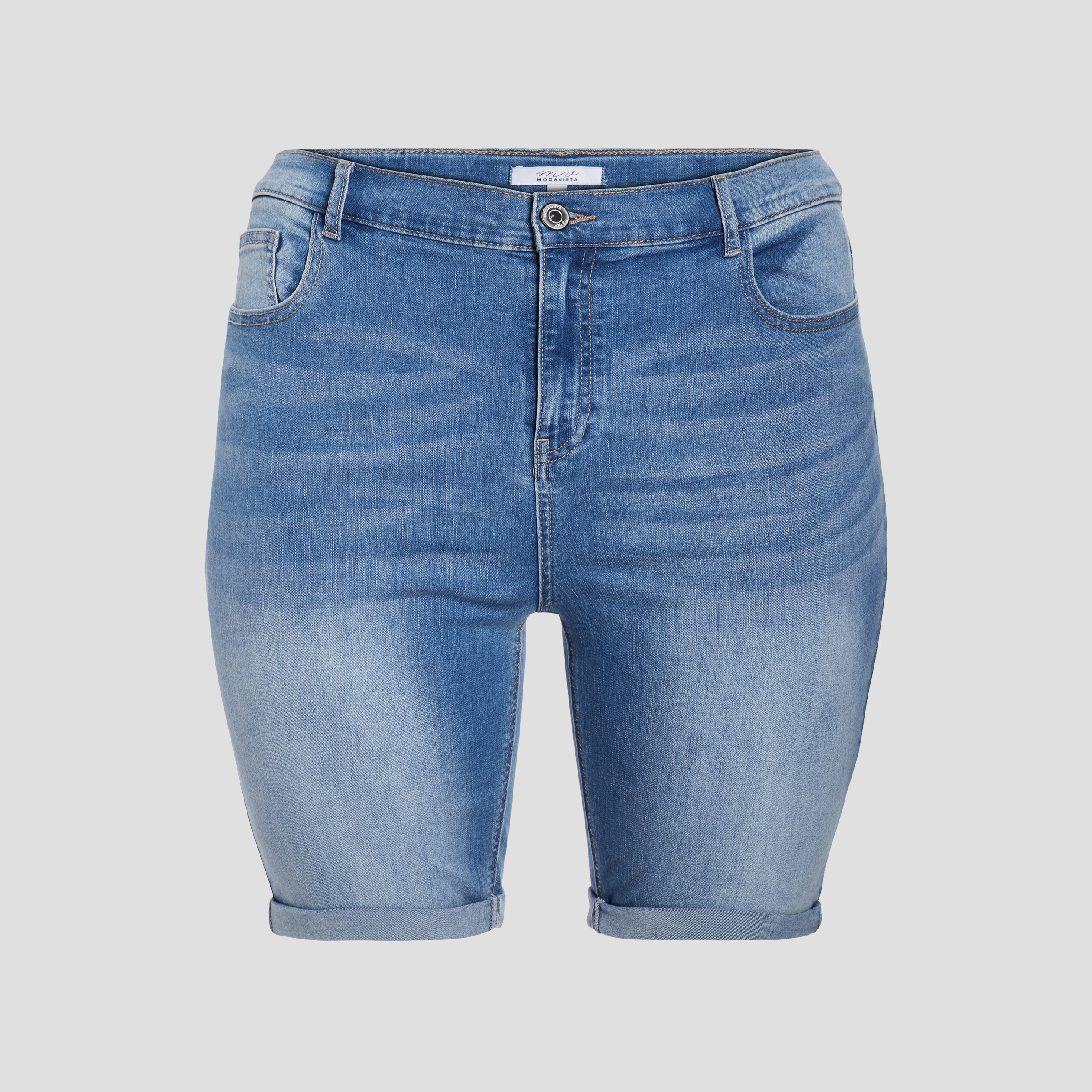 Bermuda straight en jean denim double stone femme grande taille | La Halle
