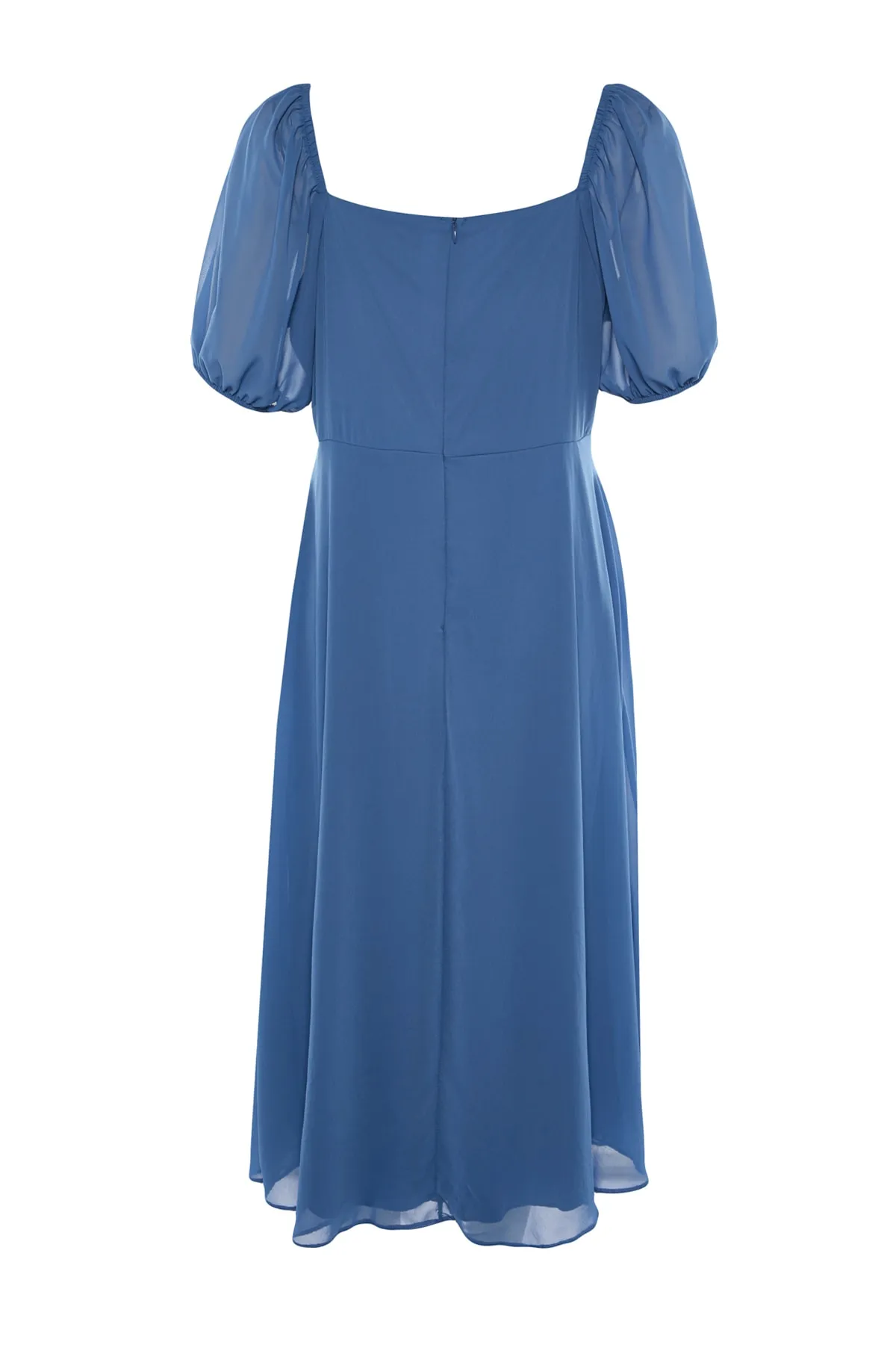 Trendyol Curve  Blaues gewebtes Kleid mit Schlitz TBBSS22AH0012
