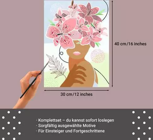 CreArt Leinwand Gedankenblumen - Malen nach Zahlen für Erwachsene