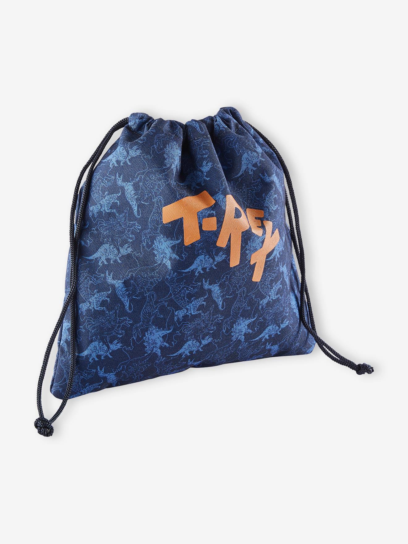 Sac à goûter T-Rex motif dinos garçon dark bleu indigo imprimé