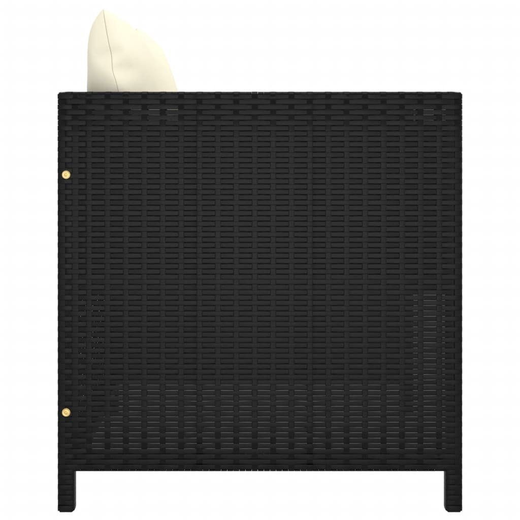 vidaXL Loungesofa Gartensofa mit Kissen Schwarz Poly Rattan, 1 Teile