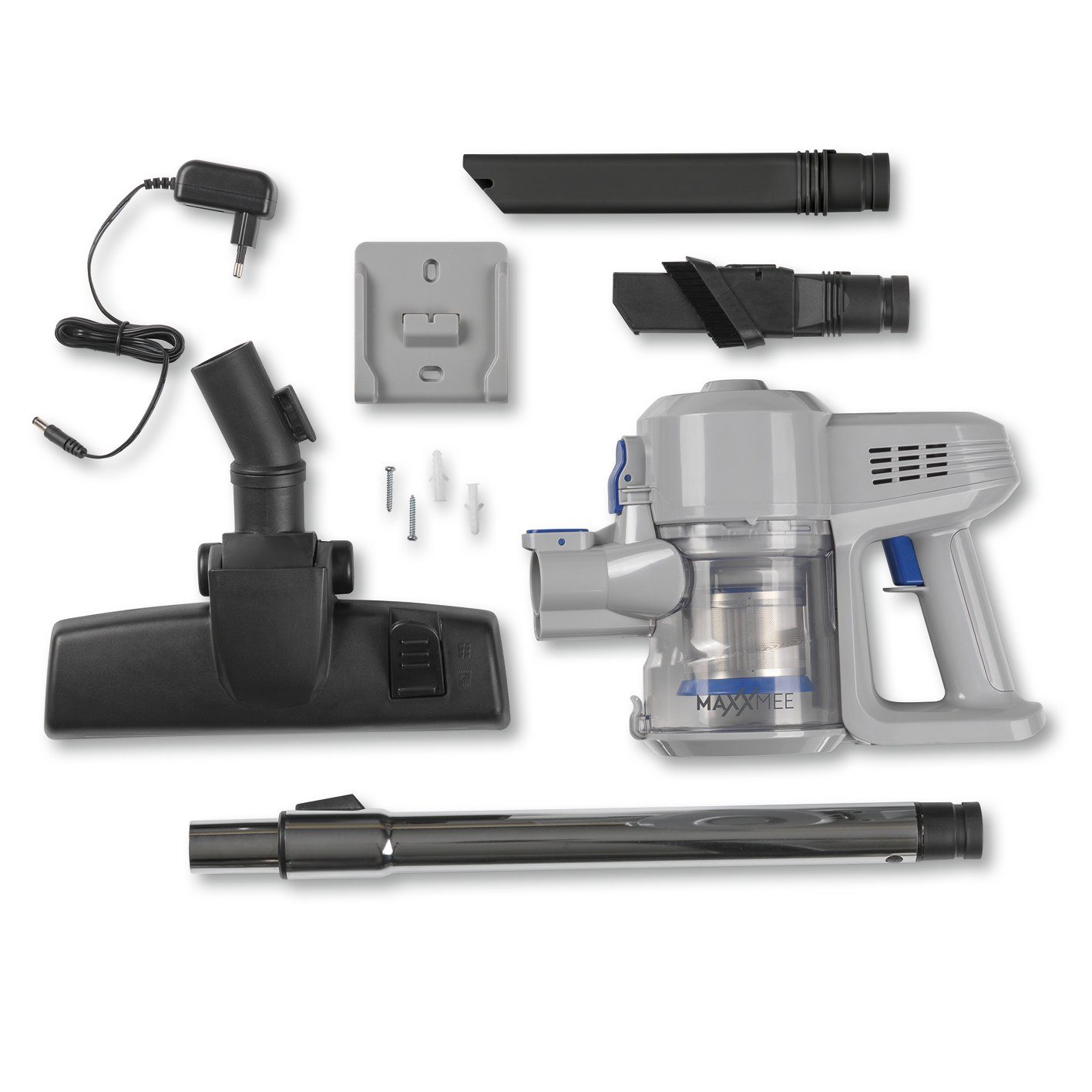 MAXXMEE Zyklon Hybrid Staubsauger Akku-Zyklon-Staubsauger hellgrau/blau 120W