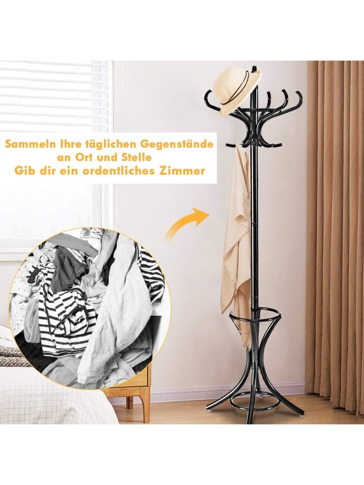 COSTWAY Garderobenständer in Schwarz günstig kaufen 185 cm