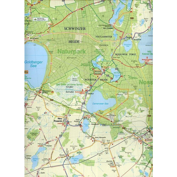 Plau am See, Malchow, Krakow am See und Umgebung Radwander- und Wanderkarte 1 : 50 000 - Wanderkarte