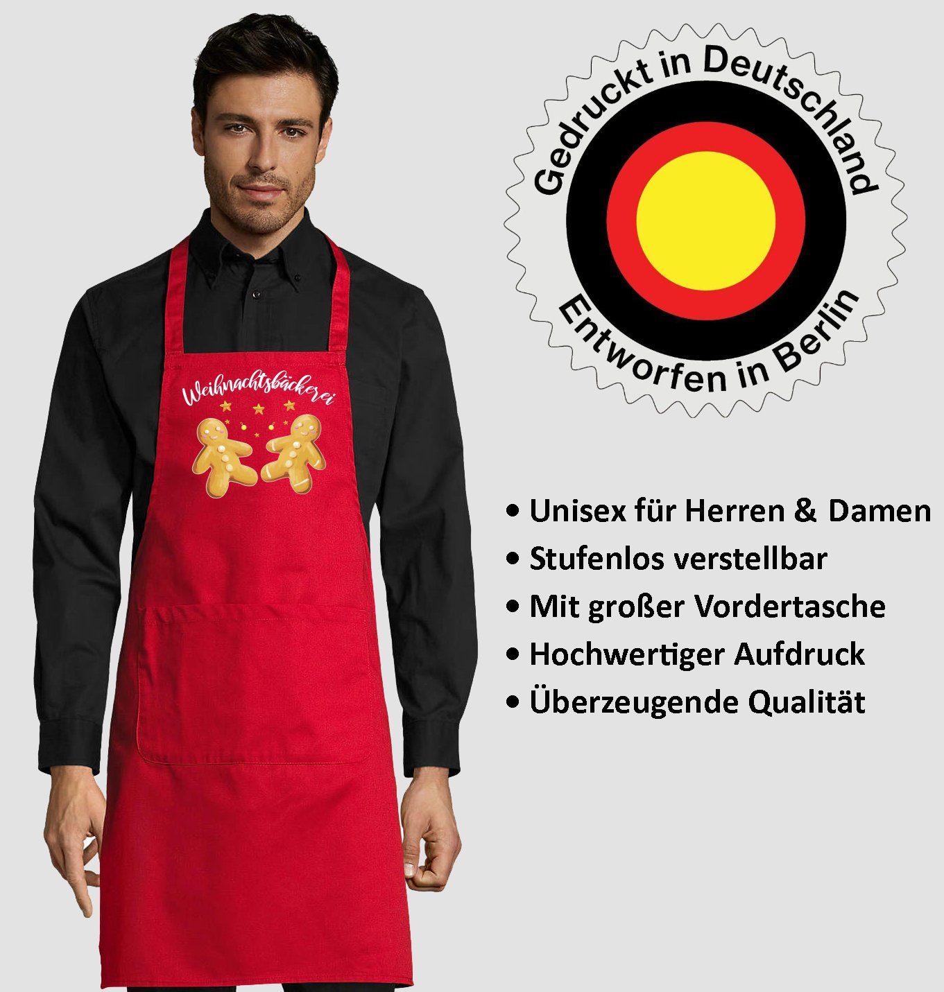 Youth Designz Kochschürze Weihnachtsbäckerei Schürze für Herren & Damen zum Kochen und Backen, mit Plätzchen und Weihnachten Design im Fun-Look
