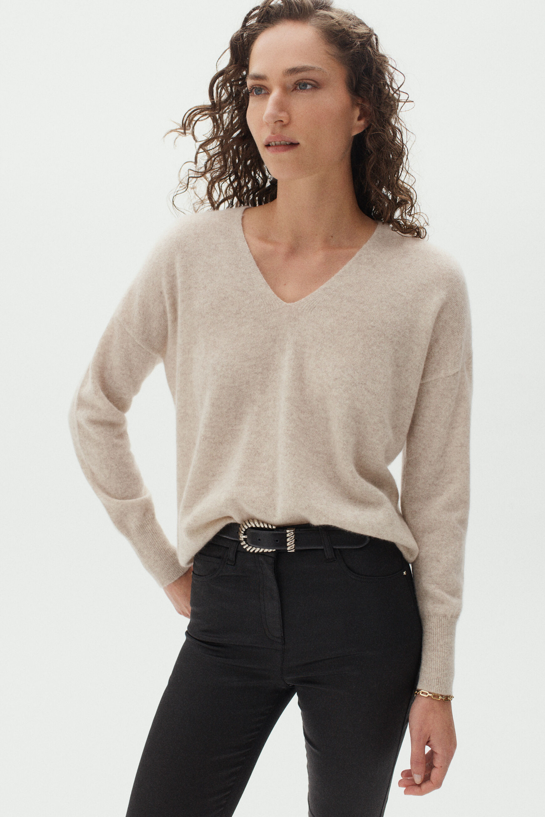 pull gregoire 100% cachemire beige femme