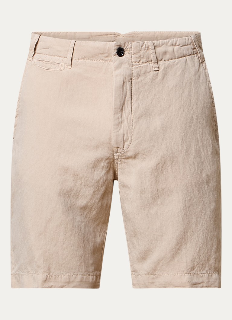 Pantaloni scurți chino Oscar Jacobson Poggio din amestec de in, croială dreaptă, cu buzunare laterale